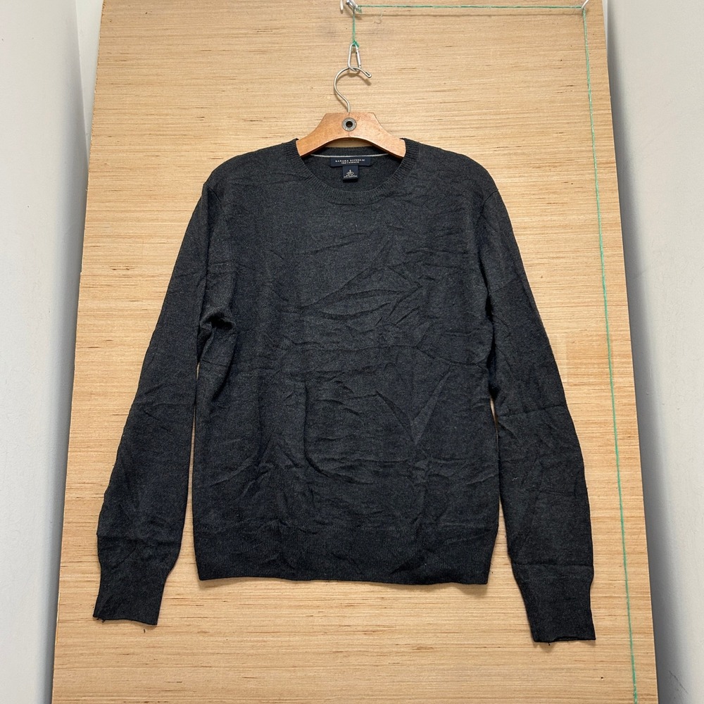 Banana Republic Silk Cashmere Crewneck Sweater Mens Small Charcoal Grey Knit